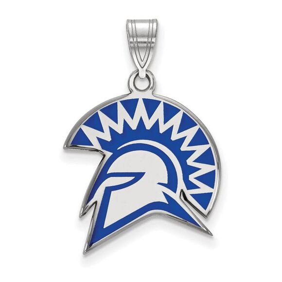 Sterling Silver Rhodium Plated San Jose State Large Enamel Pendant - Picture 1 of 3